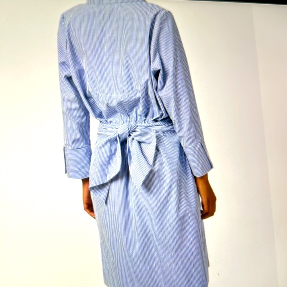 Gretchen Scott Designs Blue Striped Long Sleeve Dress